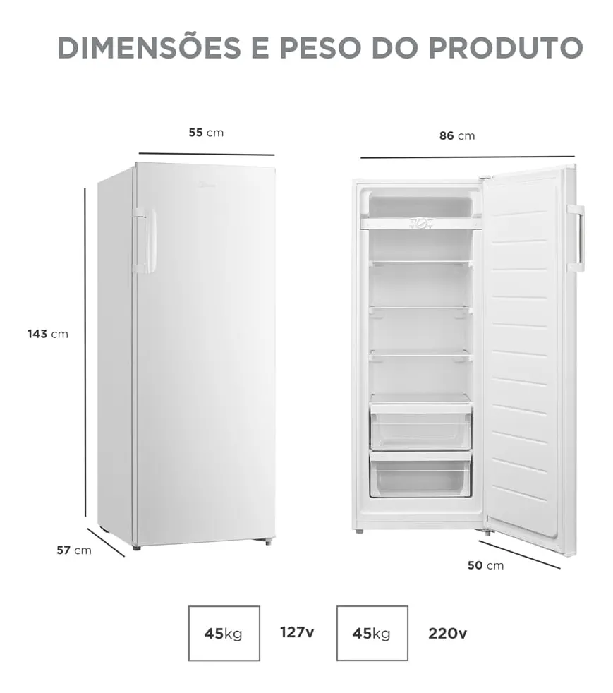 Midea Vertical 196 L 2 em 1